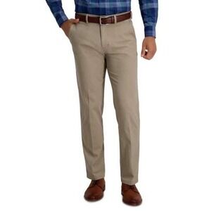 NEW Haggar Men's 36x30 Tan Super Flex Dress Pants Performance Stretch Straight